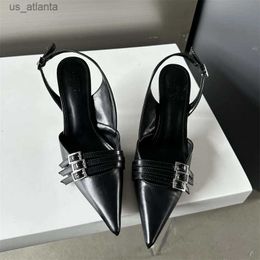 Dress Shoes Designer Women Pumps Narrow Band Pointed Toe Thin High Heels Sexy Buckle Strap Stripper Prom Sandals H240403N9L4