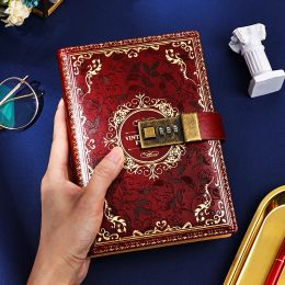 Notebooks Exquisite Vintage Notebook PU A5 Notepad With Password Record Privacy Secret Log Office Stationery Travel Notes School Supplies