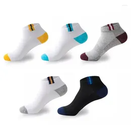 Men's Socks 10Pcs 5 Pairs Mens Autumn Summer Classic Patchwork Mesh Breathable Cotton Men Short Deodorant Male Meias EU39-43