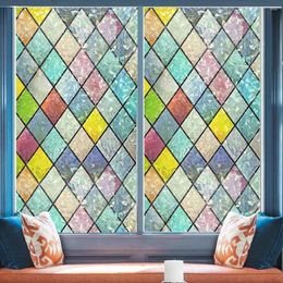 Window Stickers Privacy Film Colourful Translucent Glass Films For Bathroom Doors Windows Lattice Pattern Tint