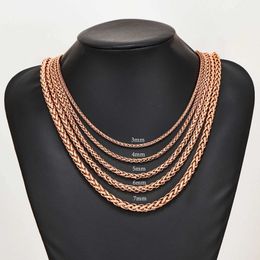 Strands 3mm 4mm 5mm 6mm 7mm Rose Gold Colour Braided Necklace Link Classic Curb Chain for Men Women Jewellery 230613