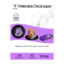 Paper 10sheets A4 Size Inkjet Water Slide Decal Paper White Background Printing Transfer Paper Inkjet Waterslide Decal Paper For Glass