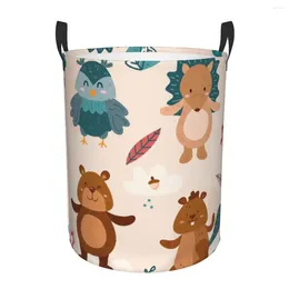 Laundry Bags Dirty Basket Autumn Forest Animals Folding Clothing Storage Bucket Toy Home Waterproof Organizer