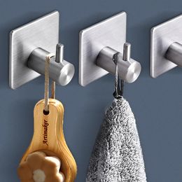 Stainless Steel Self Adhesive Aluminium Towel Hooks Wall Coat Rack Key Holder Rack Clothes Rack Hanging Hooks Bathroom Accessory
