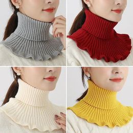 Scarves 5pcs Knitted Fake High Collar Women Warm Scarf Turtleneck Ruffles False Neck Detachable Winter Windproof Convenient Casual Wear