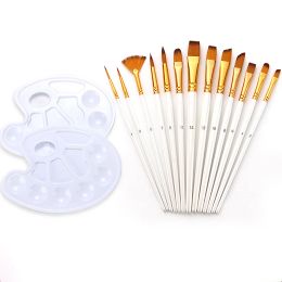 13Pcs Painting Brushes Set Artist Painting Brush for Oil Acrylic Watercolor Gouache Paint Professional Artist Supplies
