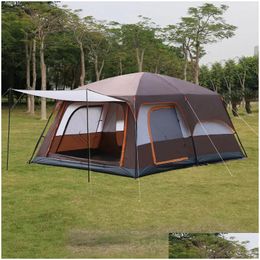 Tents And Shelters Large Size Tralarge 6 10 12 Double Layers Outdoor 2Living Rooms 1Hall Family Cam Tourist Tent In Top Quality Big Dr Dhz9Q