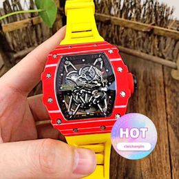 Mens Automatic Mechanical Watch Carbon Fiber Personalized Hollowed Out Tape Luminous Fashion Trend