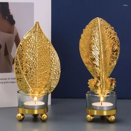 Candle Holders Metal Leaf Shape Holder Candlestick Romantic Candlelight For Home Party Wholesale