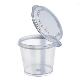 Disposable Cups Straws 100PCS/Pack 25ml Transparent Mini Plastic Bottle Sauce Cup Packing Box