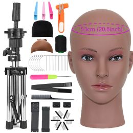 Stands Mannequin Head With Adjustable Wig Stand Tripod For Making Wigs Manikin Head With Holder Install Kit For Hairdressing Styling