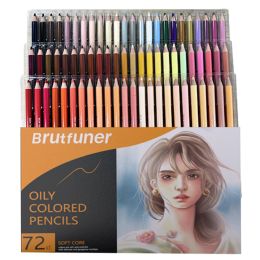 Pencils Brutfuner 26/50/72 Colours Wood Skin Tone Coloured Pencils set Soft Core Oil Based Sketch Drawing Pencil Set Beginner Art Supplies