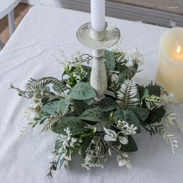 Decorative Flowers Artificial Eucalyptus Leaves Candlestick Nordic Natural Plant Candle Holder Wreath Christmas Ornaments Home Year Table