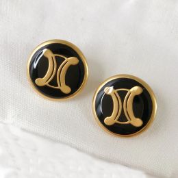 2023 Top quality round shape stud earring with black Colour design have stamp PS7231B244b