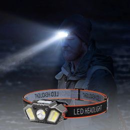Tools XPE Headlamp 150LM LED Head Light Torch Intelligent Wave Sensing 5 Lighting Modes USB Rechargeable for Camping Fishing Climbing