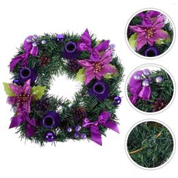 Decorative Flowers Taper Holders Christmas Candlestick Garland Xmas Decoration Wreath Artificial Winter Home Simulation