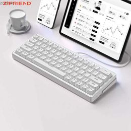 Keyboards ZIFRIEND ZA63 Mechanical Keyboard 63 Key Hot Plug Cable RGB Red Blue Switch Game Anti Coloring 60% Keyboard White Keyboard CoverL2404