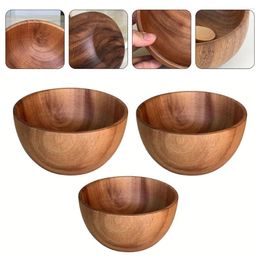 Bowls Wooden Bowl Household Fruit Salad For Home Restaurant Container Acacia Dinnerware Kitchen Tool