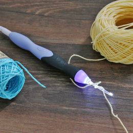 9 In 1 LED Light Up Crochet Hooks Knitting Needles USB Charge Emergency Lighting Top Hook Sewing Handle Tools Kit Sewing Acces