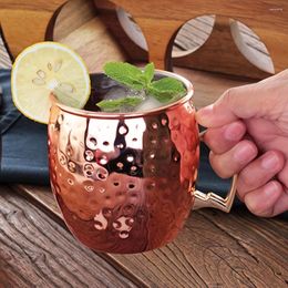 Mugs Large Capacity Mug With Handle Handmade 304 Stainless Steel Hammered Moscow Mule Suitable For Bar Parties