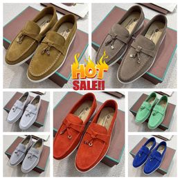 2024 New Red Designer Women's suede Flat Heel Casual Shoes summer walk loafers men shoe Luxury Outdoor Leather sneakers moccasin slip on shoe