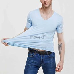 Men's T-Shirts Mens Summer T-Shirt Short Sleeve Cool Quick Dry Breathable Ice Silk Seamless Tops Casual Solid Colour Elastic Tee Shirts M-5XL 2443