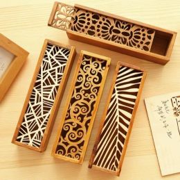 Bags Retro Wooden Stationery Case Hollow Out Boxes Desktop Pencil Storage Organiser