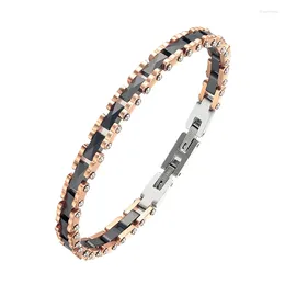 Charm Bracelets Rose Gold Plated Stainless Steel Wrist Chain Men Bracelet Ceramic And Metal Jewellery Accessories Christmas Year Gift