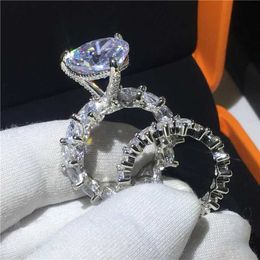 2PCS Wedding Rings Luxury Heart 8ct Lab Diamond Ring Sets 925 sterling silver Engagement Wedding band Rings for Women Men Birthday Party Jewellery