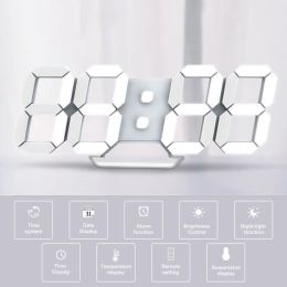 5Pcs Simple 3D LED Wall Clock Digital Alarm Clock 2023 Snooze Table Clock Time/Date/Temperature Nightlight Display Bedroom