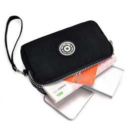Korean Stripe Flower Leaf Print Zipper Coin Purse Letter Star Three Layer Wallet With Lanyard Card Holder Handbag