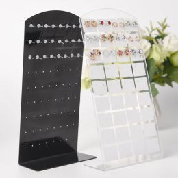 48/72 Holes Black/White Earrings Ear Studs Holder Jewelry Display Rack Plastic Storage Holder For Earring Necklace Jewelry Stand