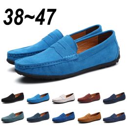 Slippers Suede Leather Designer Brand Smile Mens Casual Formal Loafers Slip on Moccasin Flats Footwear Male Driving Shoes for Men