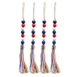 Party Decoration Independence Day Wood Bead Tassels Garlands Farmhouse Rustic Hanging Ornaments For 4Th Of July Home Decor