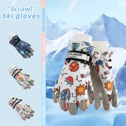 Gloves Children Winter Ski Gloves Waterproof Thicken Mittens Snow Snowboard Kids Glove for Boys Girls Keep Finger Warmer 46 Years Old