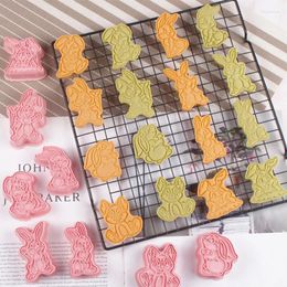 Baking Moulds 8 Pcs Plastic Egg Cookie Stamp Embosser Easter Party Fondant Cake Decoration Tools