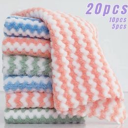 5-20PCS Coral Fleece Dishcloths Thickened Kitchen Cleaning Towel Absorbent Non-stick Oil Microfiber Rag Pan Pot Dish Wipe Cloth