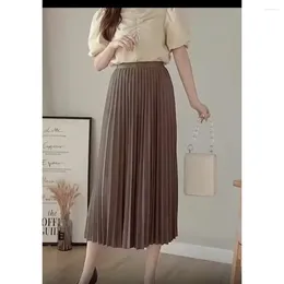 Skirts Horse-faced Skirt For Tall People Plus Large Size Spring And Summer French High-waist Drape Pleated A-line