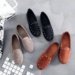 Casual Shoes Walk Women Loafers Suede Moccasin 2024 Metal Decoration Beanie Comfortable Soft Sole Flat 36-41 E233