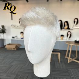 Toupees Toupees Pre Styled Silver 60RY Thin Skin V Looped Men Toupee Human Hair Men Hair Replacement Systems Hair Piece Protesis Hombre Ma