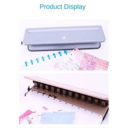 Punch D57D Multifunctional 12 Hole Punch Mushroom Hole Puncher 6 Sheet Capacity with Positioning Ruler Chip Tray for Office School