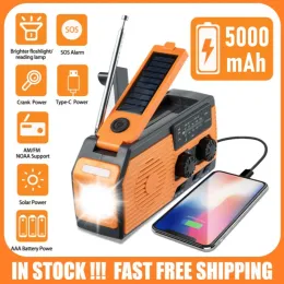 Radio Multifunctional Radios Portatil FM AM WB NOAA Hand Crank Solar USB Charging Radio Emergency LED Flashlight Power Bank 5000mAh