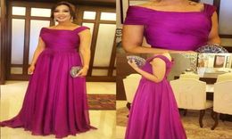 New Fuchsia Simple Cheap Mother of bride Dresses Chiffon Draped Sweep Train Plus Size Cap Sleeve Wedding Guest Dress Formal Mother6775779