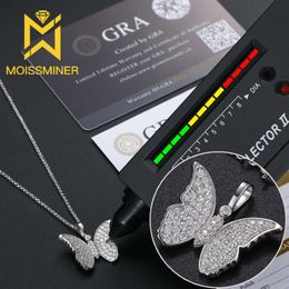 Butterfly Moissanite Necklaces S Sier Pendant for Women Men Hip Hop Jewellery Pass Diamonds Tester with GRA Free Shipping