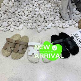 Oran Sandals Summer Leather Slippers Genuine Leather Super Hot Kembo Cute Slippers Fur Shoes External Sandals Magic Stickers Second Uncle Shoes