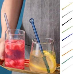 Drinking Straws 2Pcs Thickened Good Transmittance Heat Resistance Glass Creative Colourful Milk Tea Daily Use