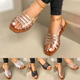 Sandals Women Sandals Woman Summer Hollow Out Roman Shoes 2024 Womens Gladiator Open Toe Beach Flats Ladies Footwear J240402