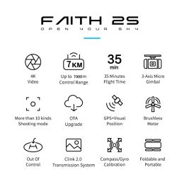 New Arrival CFly Faith 2S 3-Axis Gimbal Professional Real 4K HD Camera GPS 7KM FPV 35Mins Flight RC Drone Quadcopter SG906 MAX2