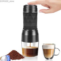 Coffee Makers Espresso machine manual capsule pressing ground coffee machine portable coffee machine suitable for coffee powder and coffee capsules Y240403