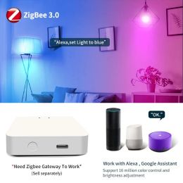 Smart LED Bulb Tuya WiFi Lamp Light E27 RGB Zigbee 3.0 12W 110V 220V Smart Home Decor Lighting Voice Control Via Alexa Google